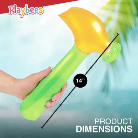 Playbees Multi-Colored Inflatable Hammer - 12 Pack - Assorted Neon Mallets - 14 Inch image {1}