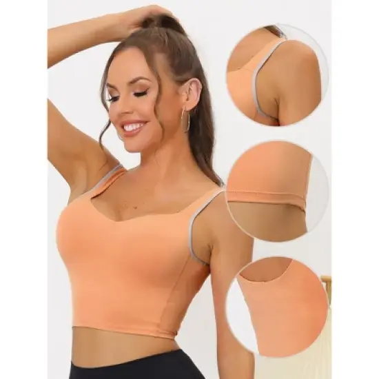 Allegra K Women's Wireless Padded Medium Support Workout Yoga Tank Sports Bra image {2}