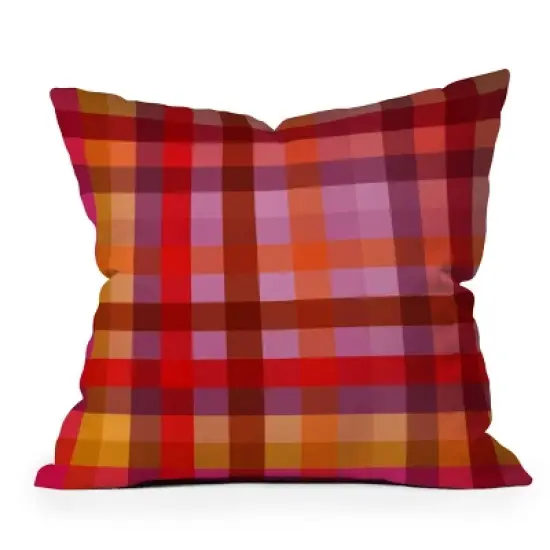 Deny Designs Camilla Foss Gingham Square Outdoor Throw Pillow Red image {4}