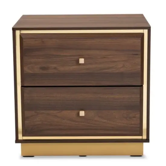 Cormac Wood and Metal 2 Drawer Nightstand - Baxton Studio image {3}