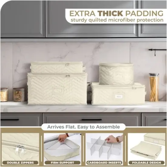 Sorbus Quilted Glassware Storage Case with Dividers - Holds 12 - Great for Protecting Wine Glasses, Champagne Flutes, Goblets, and more image {4}