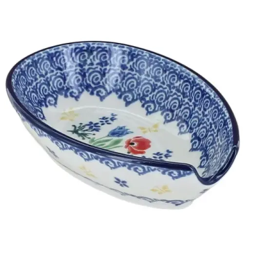 Blue Rose Polish Pottery 381 Ceramika Artystyczna Small Spoon Rest image {15}