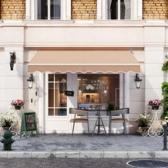 Costway 10' x 8' Retractable Awning  Patio sun shade w/Crank Handle image {2}