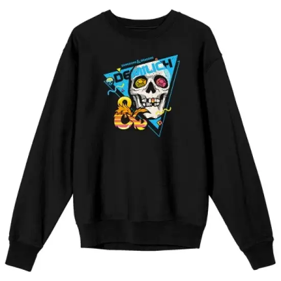 Dungeons & Dragons Demilich Skull Monster Men's Black Long Sleeve Sweatshirt image {1}