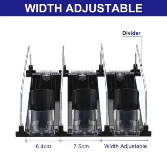 Unique Bargains Refrigerator Self-Pushing Width-Adjustable Beverage Drink Organizer Black image {3}