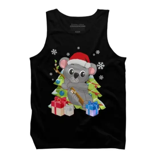 Men's Design By Humans Santa Climbing Koala Bear Christmas T-Shirt By thebeardstudio Tank Top image {4}