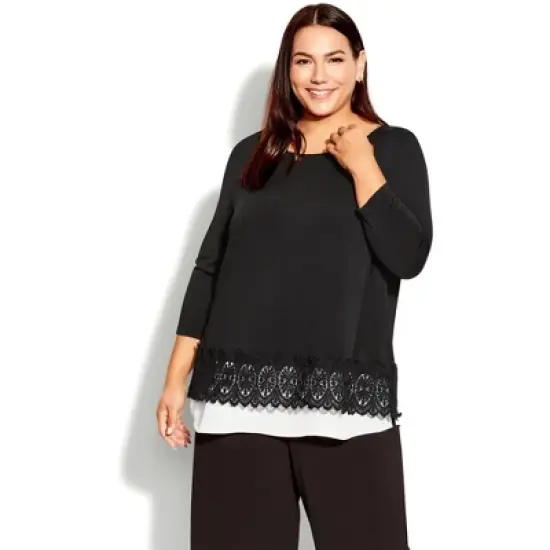 Women's Plus Size Inta Lace Top - black | AVENUE STUDIO image {3}