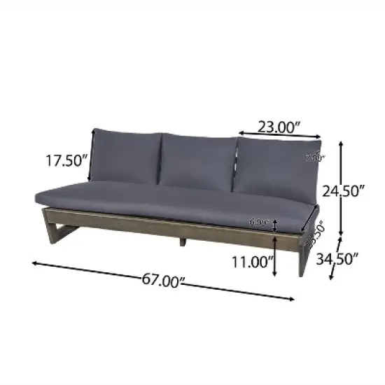 Christopher Knight Home Mistvale 67" Modern Acacia Wood Outdoor Sofa with Cushions image {2}