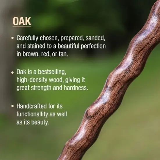 Brazos Handcrafted Wood Walking Cane, Twisted Oak, Traditional Style Handle, for Men & Women, Made in The USA, 37" image {2}