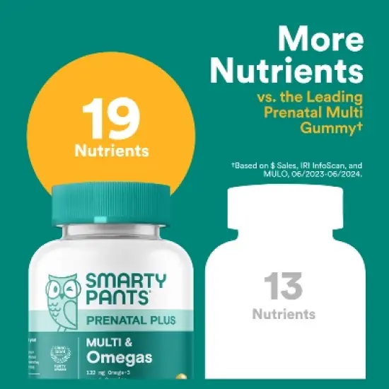 SmartyPants Prenatal Plus Multivitamin & Omegas Gummies with Methylfolate, C, D3, B12 & Zinc -120ct image {8}