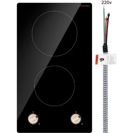 VEVOR Induction Cooktop, 3500W Electric Countertop Burner, 2 Burner Knob Control Stove, Built-in Induction Cooktop, Black image {8}