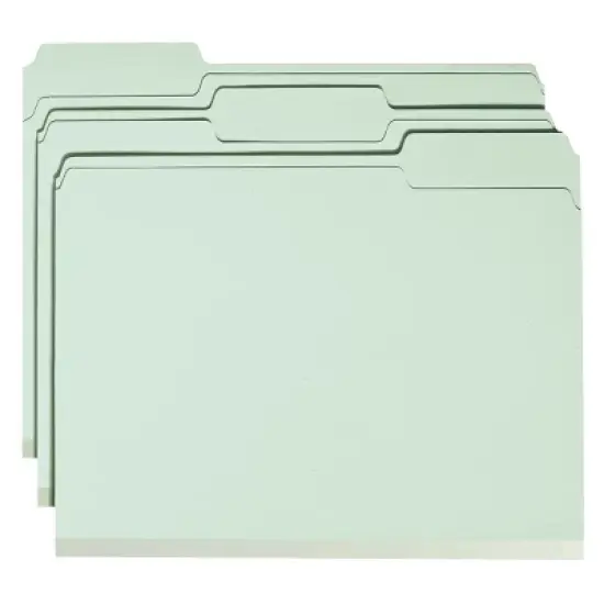 Smead Pressboard File Folder with SafeSHIELD  Fasteners, 2 Fasteners, 1/3-Cut Tab, 1" Expansion, Letter Size, Gray/Green, 25 per Box (14931) image {7}