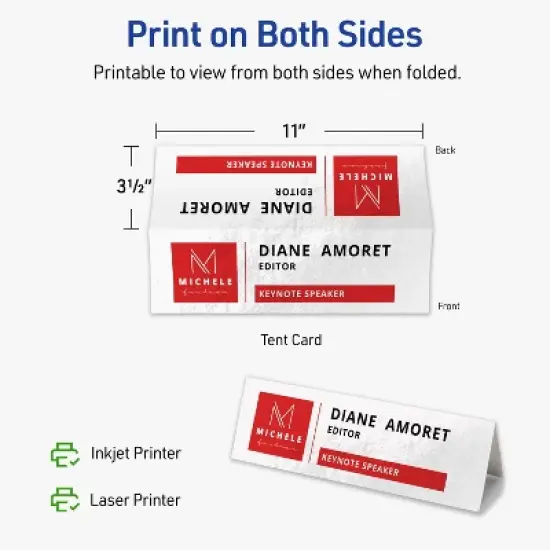 Avery Printable Tent Cards, 3.5" x 11", Glossy White, 10ct image {5}