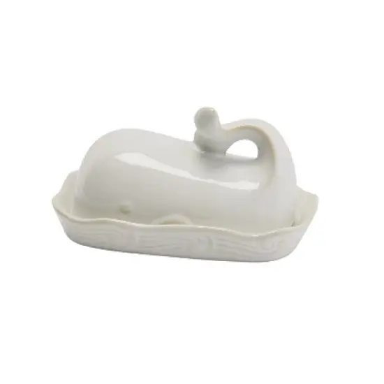 Storied Home Coastal Stoneware Whale Shaped Butter Dish image {10}