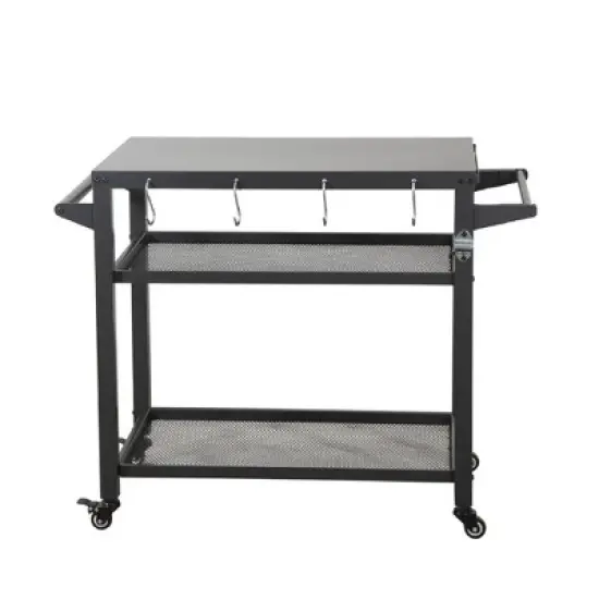 CLIHOME Outdoor 3-Shelf Grill Table,Stainless Steel Grill Cart Outdoor with Wheels image {7}