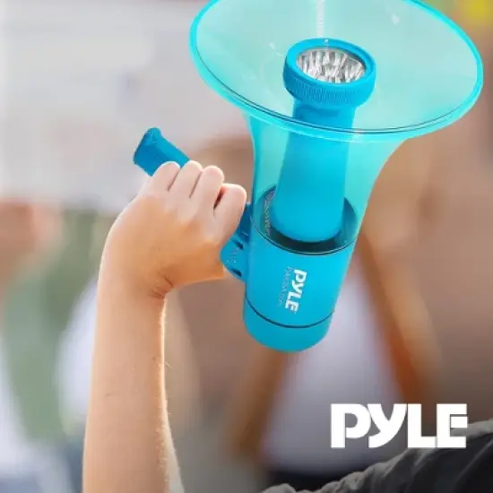 Pyle PMP66WLT Portable Waterproof Indoor Outdoor 40 Watt Max Ergonomic Megaphone Bullhorn Speaker with LED Light and Siren Alarm image {4}
