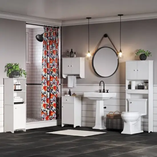 Linen Cabinet with Open Cubbies White - RiverRidge Home image {2}