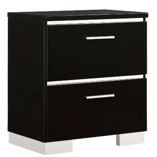 3pc Queen Shorehaven Bedroom Set with 2 Nightstands Black/Chrome - miBasics image {6}