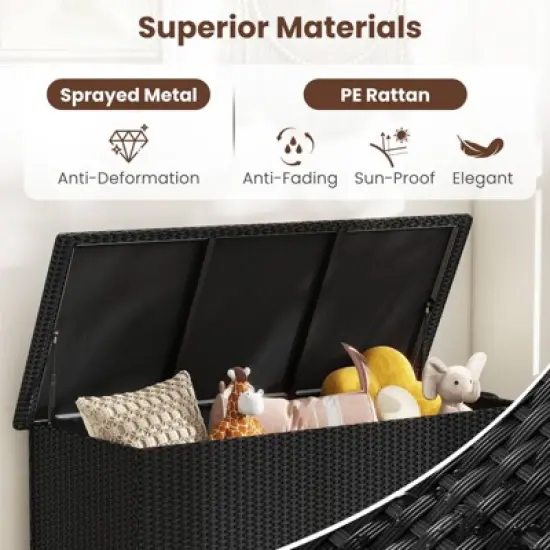 WELLFOR 85gal Outdoor Storage Container with Waterproof Liner and Universal Wheels Black image {9}