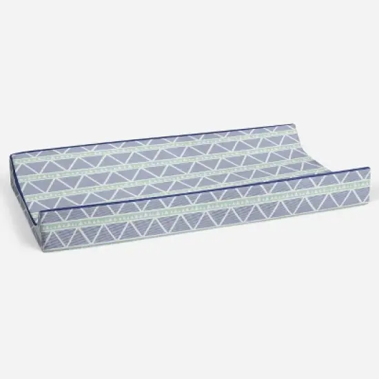 Bacati - Emma Mint/Navy Large Triangles Quilted Muslin Changing Pad Cover image {2}