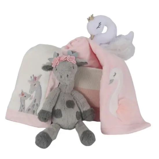 Lambs & Ivy Pink/White 5-Piece Luxury Infant / Newborn / Baby Gift Basket image {3}