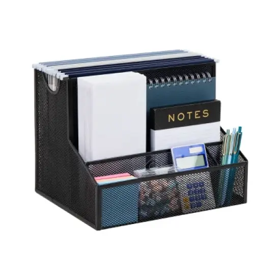 Mind Reader Desktop Organizer, Vertical File Storage, Letter Size, Office, Metal Mesh, 12.15"L x 9.5"W x 9.5"H, Black image {6}