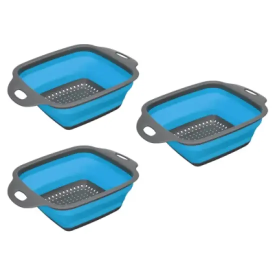 Unique Bargains Collapsible Colander Set Silicone Square Foldable Strainer with Handle Space image {4}
