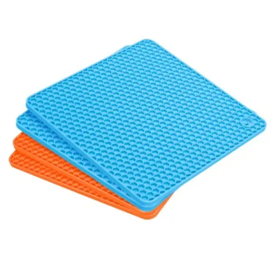 Unique Bargains Silicone Heat Resistant Multi-purpose Trivet Mat 4 Pcs image {9}