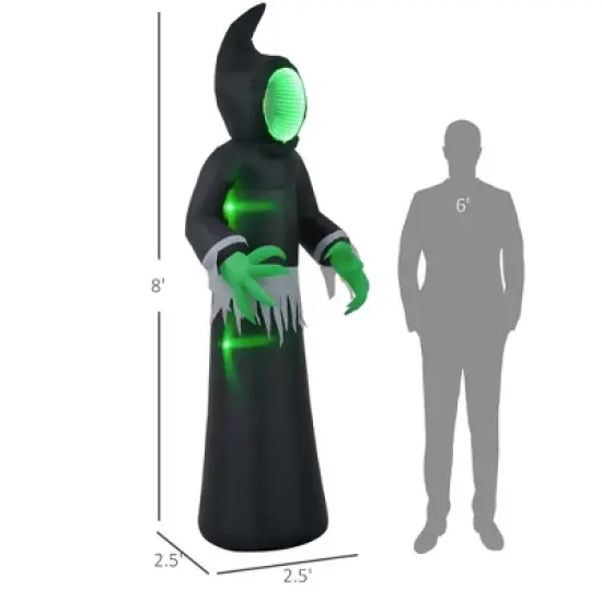 Whisen Inflatable Halloween Decoration Mirror Face Ghost, Blow Up Outdoor LED Yard Display, Waterproof - Black image {9}