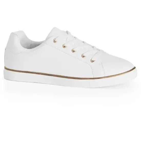 Women's WIDE FIT Metallic Stripe Trainer - white | EVANS image {7}
