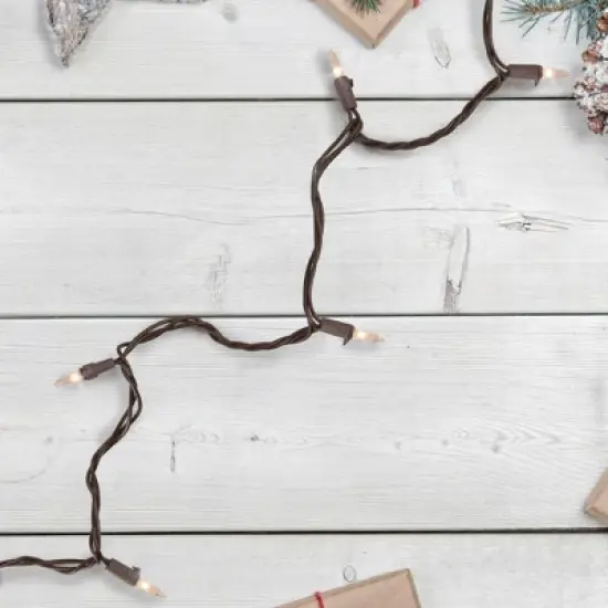 Brite Star 100ct Mini Christmas String Lights Clear - 68' Brown Wire image {1}