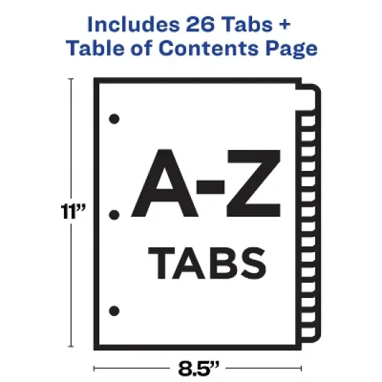Avery A-Z Dividers for 3 Ring Binders, 26 Tabs per Set, Customizable Table of Contents, Multicolor Tabs (3 Sets of 44225) image {3}