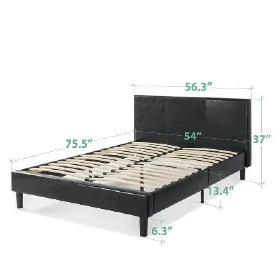 Jade Faux Leather Upholstered Platform Bed Frame Black - Zinus image {6}