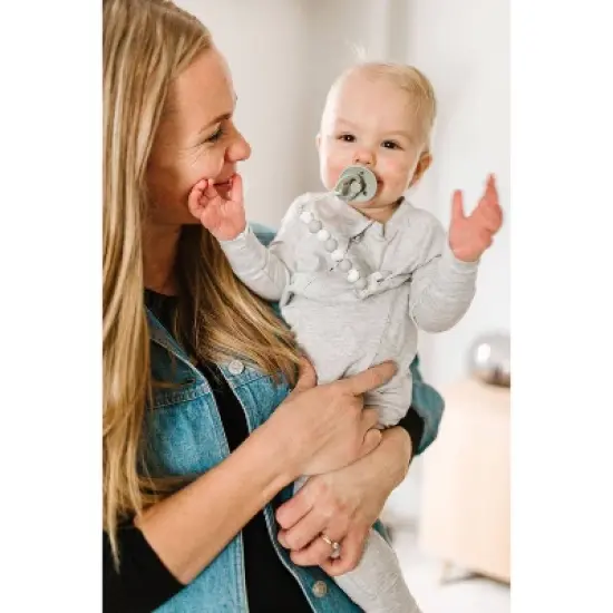 Loulou Lollipop Lolli Soother Holder in Silicone Clip - Marble Gray image {4}