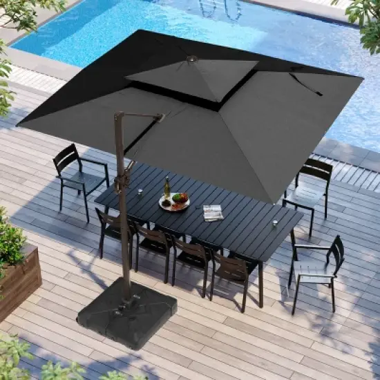 Crestlive Products 9x11.5FT Double Top Cantilever Umbrella Outdoor 360 Degree Rotation Offset Umbrella 6 Heights Adjustable Cantilever Patio Umbrella image {8}