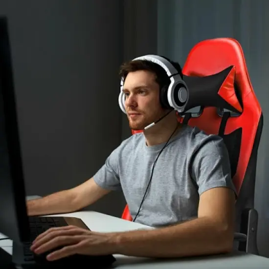 Costway Massage Gaming Chair Recliner Racing Chair w/ Massage Lumbar Support & Footrest image {4}