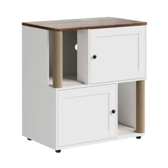 GustoWave Cat Litter Box Enclosure for 2 Cats, Litter Box Enclosure with Double Room, Hidden Enclosed Cat Litter Box Furniture image {8}