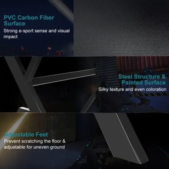 Costway X-Shaped Gaming Desk & Racing Style Massage Chair Set Home Office Black+White/Blue/Grey/Red image {5}