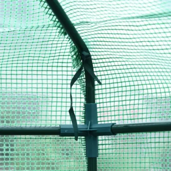 Outsunny Walk-in Greenhouse Outdoor 3 Tier 10 Shelf Warm House Garden Hexagonal Hot House with Roll-Up Zipper Door & Steel Frame image {5}