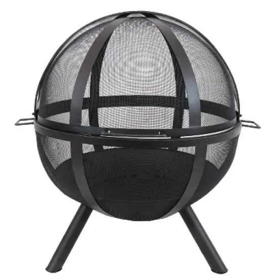 Sunnydaze Outdoor Portable Camping or Backyard Flaming Sphere Ball Fire Pit with Built-In Spark Screen - 30" - Black image {7}