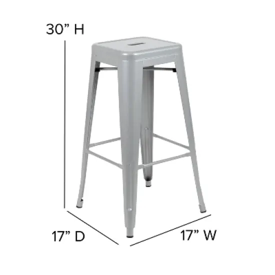 Flash Furniture Cierra Set of 4 Commercial Grade 30" High Backless Metal Indoor Bar Height Stools with All-Weather Poly Resin Seats image {6}