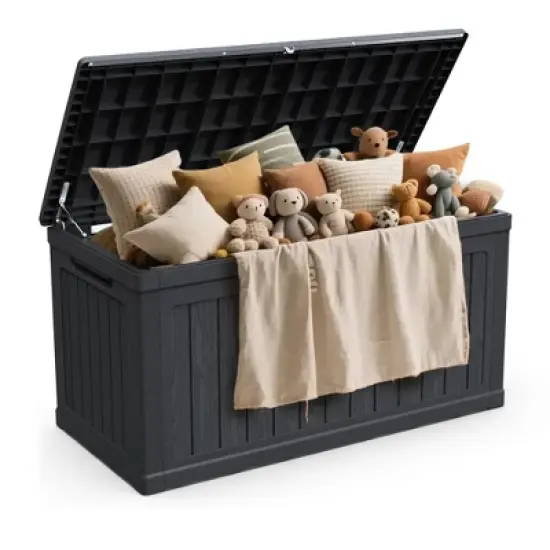 Whisen Outdoor Lockable Deck Storage Box with Double-Wall Construction - Black image {8}