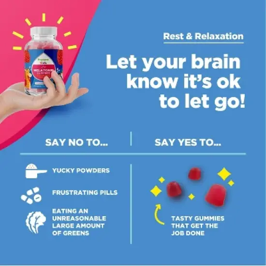 Melatonin Gummies for Kids, Deep Sleep Supplement Gummies & Mood Support for Kids, Strawberry Flavor, Phytoral, 60ct image {7}