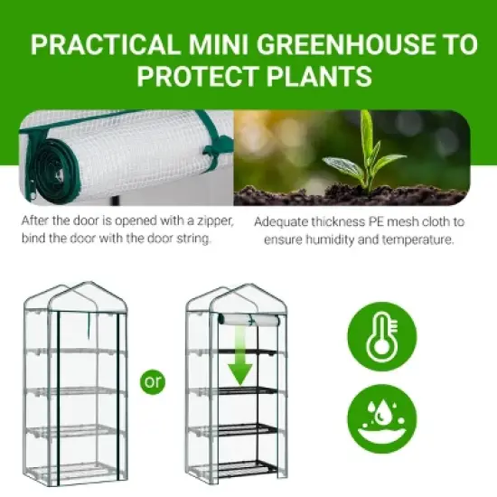 SEVOBAL Greenhouse Mini 4 Tier Green Houses Rolling Door Full Plant Grow Early Spring Seed Germination Indoor Growing Outdoor, White, 72"*48.5"*8.5" image {3}
