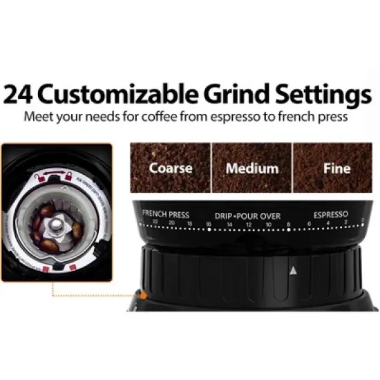 Aromaster Burr Coffee Grinder, Coffee Bean Grinder,Stainless Steel Coffee Grinder Electric,48 Grind Settings image {10}