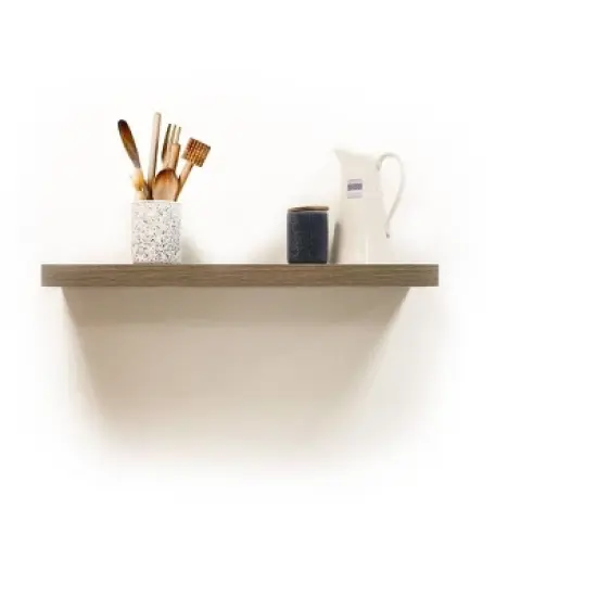 Floating Shelf Wall Mounted Hidden Brackets Rustic Wood - InPlace image {1}