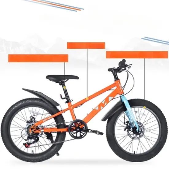 INFURNIC Bicycles, 20 Inch Kids Bicycles with Adjustable Seat, Mountain Bike for Boys and Girls, Orange, 55.12"*22.83"*32.68" image {3}