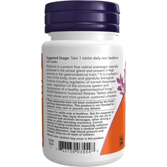 Melatonin 5 mg Sustained Release by Now Foods  -  120 Tablet image {2}