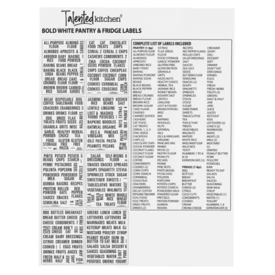 Talented Kitchen 224 Pieces Pantry Labels for Kitchen Canisters, Preprinted Black Font on Clear Stickers for Food Storage Containers image {4}