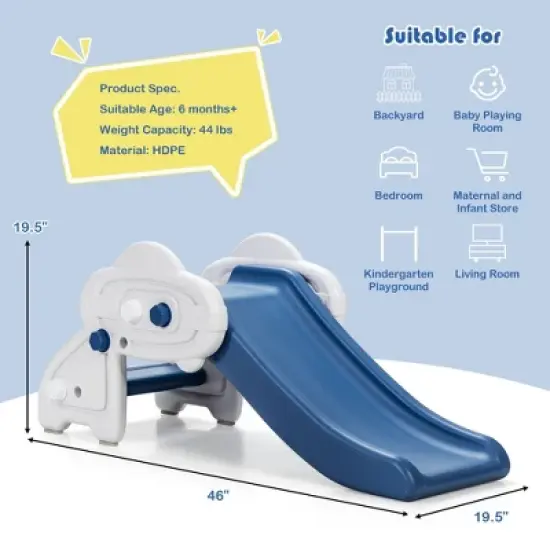 Costway Baby Slide Indoor First Play Climber Slide Set for Boys Girls Blue/Gray image {1}